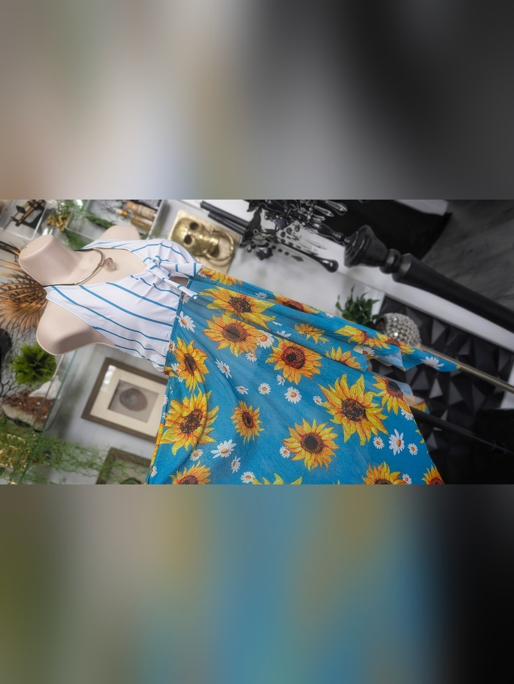 Retro Sunflower Swimwear Bikini Top LG-XL